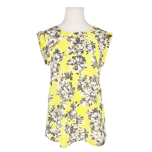 J. CREW Yellow Silk & White Eyelet Floral Sleeveless Blouse Size 2 - Picture 1 of 8